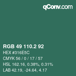 カラーコード: RGB 49 110.2 92 | qconv.com