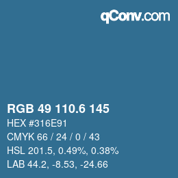 カラーコード: RGB 49 110.6 145 | qconv.com