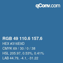 カラーコード: RGB 49 110.6 157.6 | qconv.com