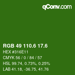 カラーコード: RGB 49 110.6 17.6 | qconv.com