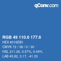カラーコード: RGB 49 110.6 177.6 | qconv.com