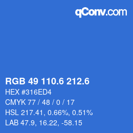 カラーコード: RGB 49 110.6 212.6 | qconv.com