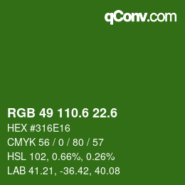 カラーコード: RGB 49 110.6 22.6 | qconv.com