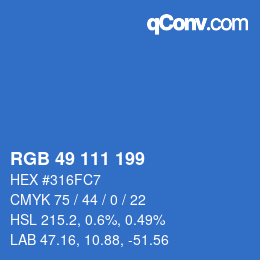 Color code: RGB 49 111 199 | qconv.com