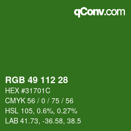 Color code: RGB 49 112 28 | qconv.com