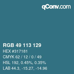颜色代码: RGB 49 113 129 | qconv.com