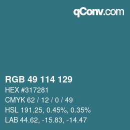 Color code: RGB 49 114 129 | qconv.com