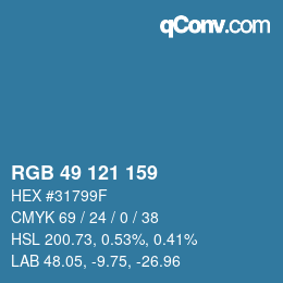 カラーコード: RGB 49 121 159 | qconv.com