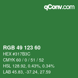 カラーコード: RGB 49 123 60 | qconv.com