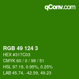 カラーコード: RGB 49 124 3 | qconv.com