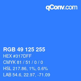 Farbcode: RGB 49 125 255 | qconv.com