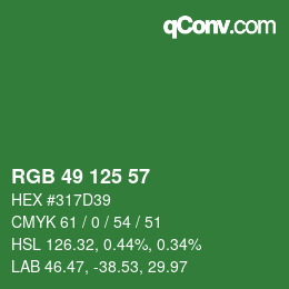 Farbcode: RGB 49 125 57 | qconv.com