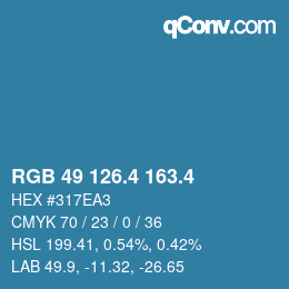 カラーコード: RGB 49 126.4 163.4 | qconv.com