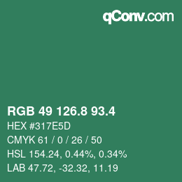 カラーコード: RGB 49 126.8 93.4 | qconv.com