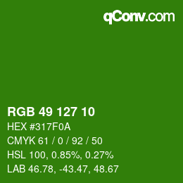 Farbcode: RGB 49 127 10 | qconv.com