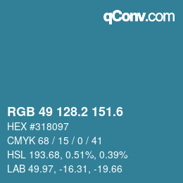 カラーコード: RGB 49 128.2 151.6 | qconv.com
