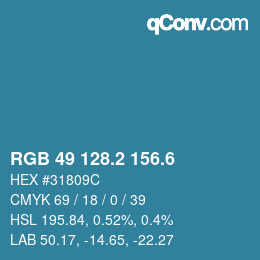 カラーコード: RGB 49 128.2 156.6 | qconv.com