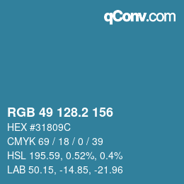 カラーコード: RGB 49 128.2 156 | qconv.com