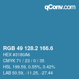 カラーコード: RGB 49 128.2 166.6 | qconv.com
