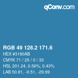 カラーコード: RGB 49 128.2 171.6 | qconv.com