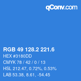 カラーコード: RGB 49 128.2 221.6 | qconv.com