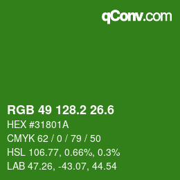 カラーコード: RGB 49 128.2 26.6 | qconv.com