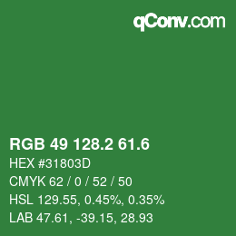 カラーコード: RGB 49 128.2 61.6 | qconv.com