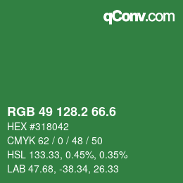 カラーコード: RGB 49 128.2 66.6 | qconv.com