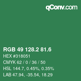 カラーコード: RGB 49 128.2 81.6 | qconv.com