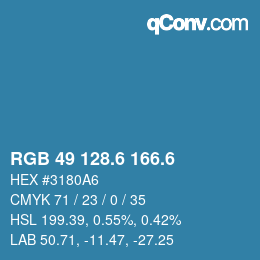 カラーコード: RGB 49 128.6 166.6 | qconv.com