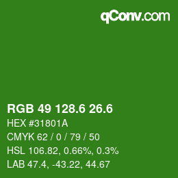 カラーコード: RGB 49 128.6 26.6 | qconv.com