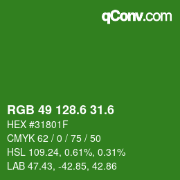 カラーコード: RGB 49 128.6 31.6 | qconv.com