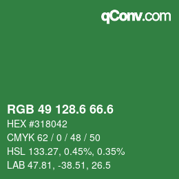 カラーコード: RGB 49 128.6 66.6 | qconv.com