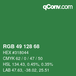 Color code: RGB 49 128 68 | qconv.com