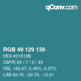 Color code: RGB 49 129 139 | qconv.com