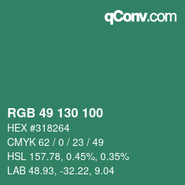 Color code: RGB 49 130 100 | qconv.com