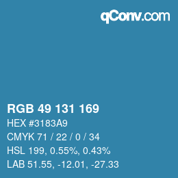 Color code: RGB 49 131 169 | qconv.com