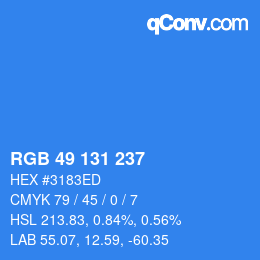 Color code: RGB 49 131 237 | qconv.com
