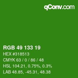 Color code: RGB 49 133 19 | qconv.com