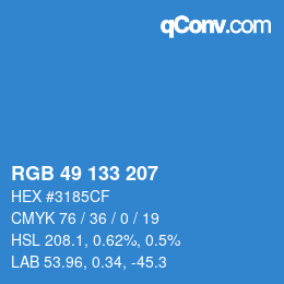颜色代码: RGB 49 133 207 | qconv.com