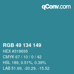 カラーコード: RGB 49 134 149 | qconv.com