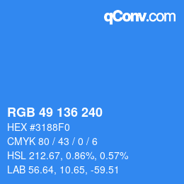 Color code: RGB 49 136 240 | qconv.com
