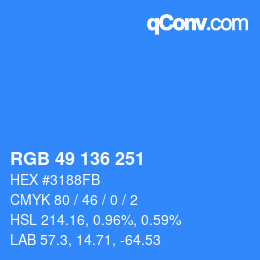 Color code: RGB 49 136 251 | qconv.com