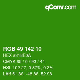 Color code: RGB 49 142 10 | qconv.com