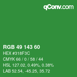 カラーコード: RGB 49 143 60 | qconv.com