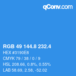 カラーコード: RGB 49 144.8 232.4 | qconv.com