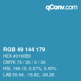 Color code: RGB 49 144 179 | qconv.com