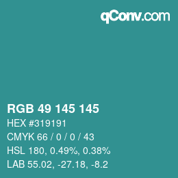 Color code: RGB 49 145 145 | qconv.com