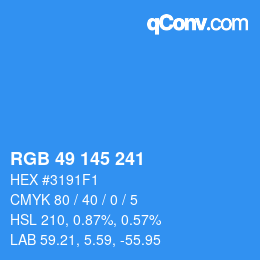 Color code: RGB 49 145 241 | qconv.com
