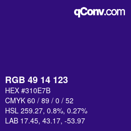 Color code: RGB 49 14 123 | qconv.com